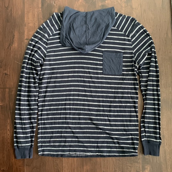 SHAUN WHITE HOODIE LONG SLEEVES STRIPES POCKET BLUE WHITE - Picture 2 of 5